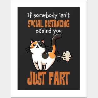 If Somebody Isn't Social Distancing Behind You, Just Fart Funny Cat Posters and Art